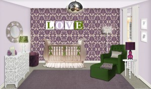 purple damask nursery