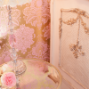 Metallic Pink and Gold Damask Wallpaper | Little Crown Interiors Shop