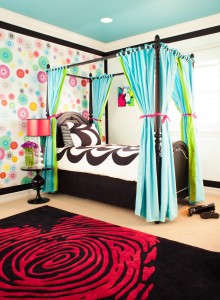 This whimsical Multi-Color Spirograph Removable Wallpaper was designed by French Bull for Little Crown Interiors. It is a bright and bold pattern with a cheery color palette. Made from easy peel-and-stick vinyl, no glue required and no damage to your walls! | Available now at the Little Crown Interiors Boutique
