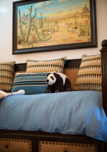 blue and brown boys room