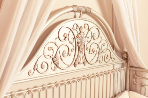 silver iron crib