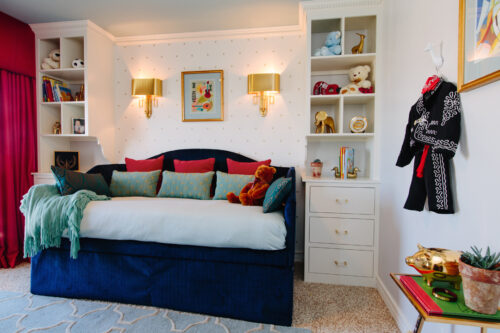 blue and red boys bedroom