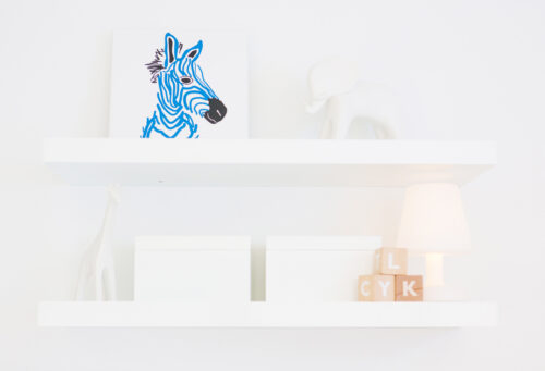 modern nursery shelves