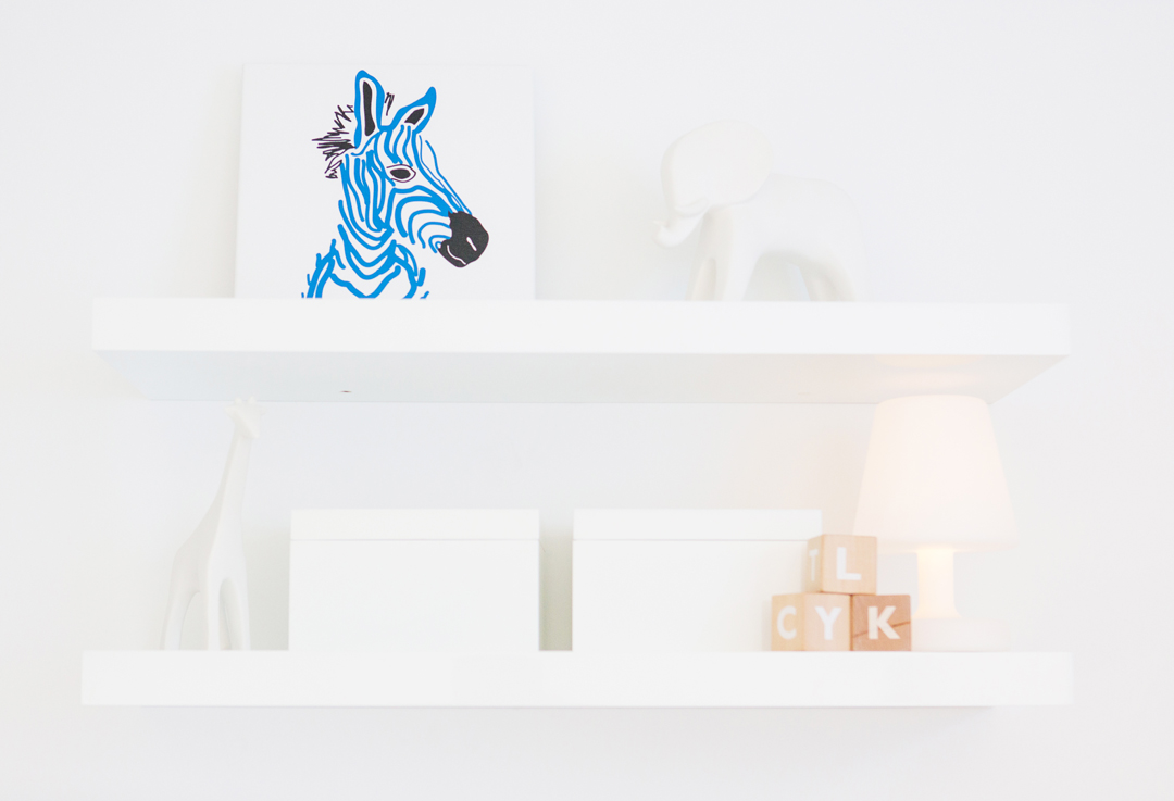 modern nursery shelves