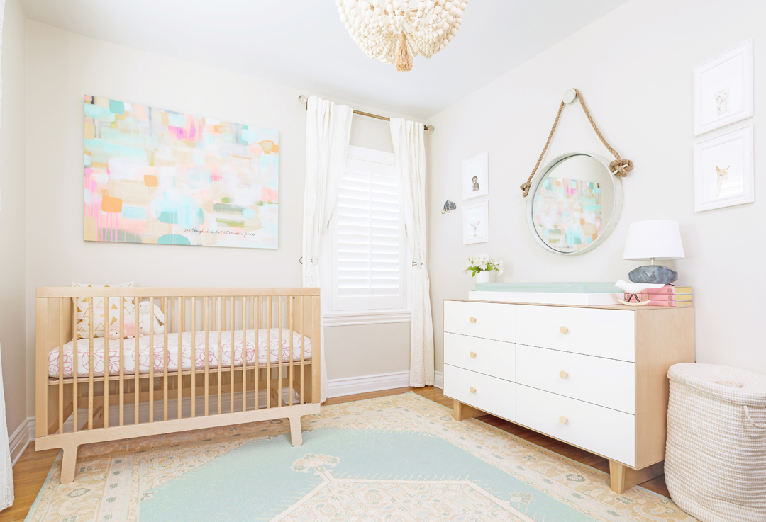 Girl's Feminine Pastel Nursery by Little Crown Interiors