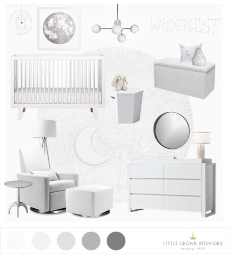 All White Nursery E-Design | Little Crown Interiors