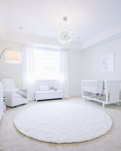 All White Celestial Nursery by Little Crown Interiors