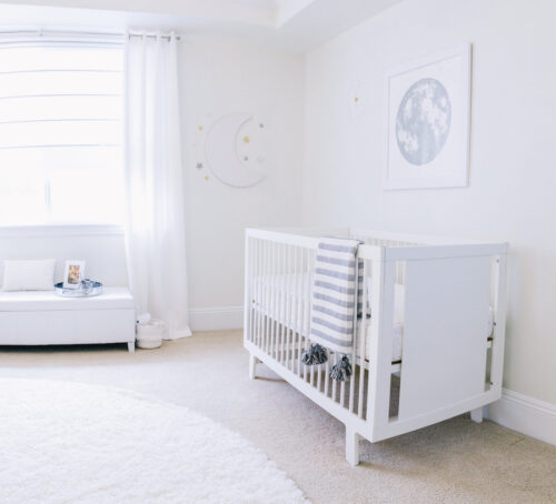 All White Celestial Nursery by Little Crown Interiors