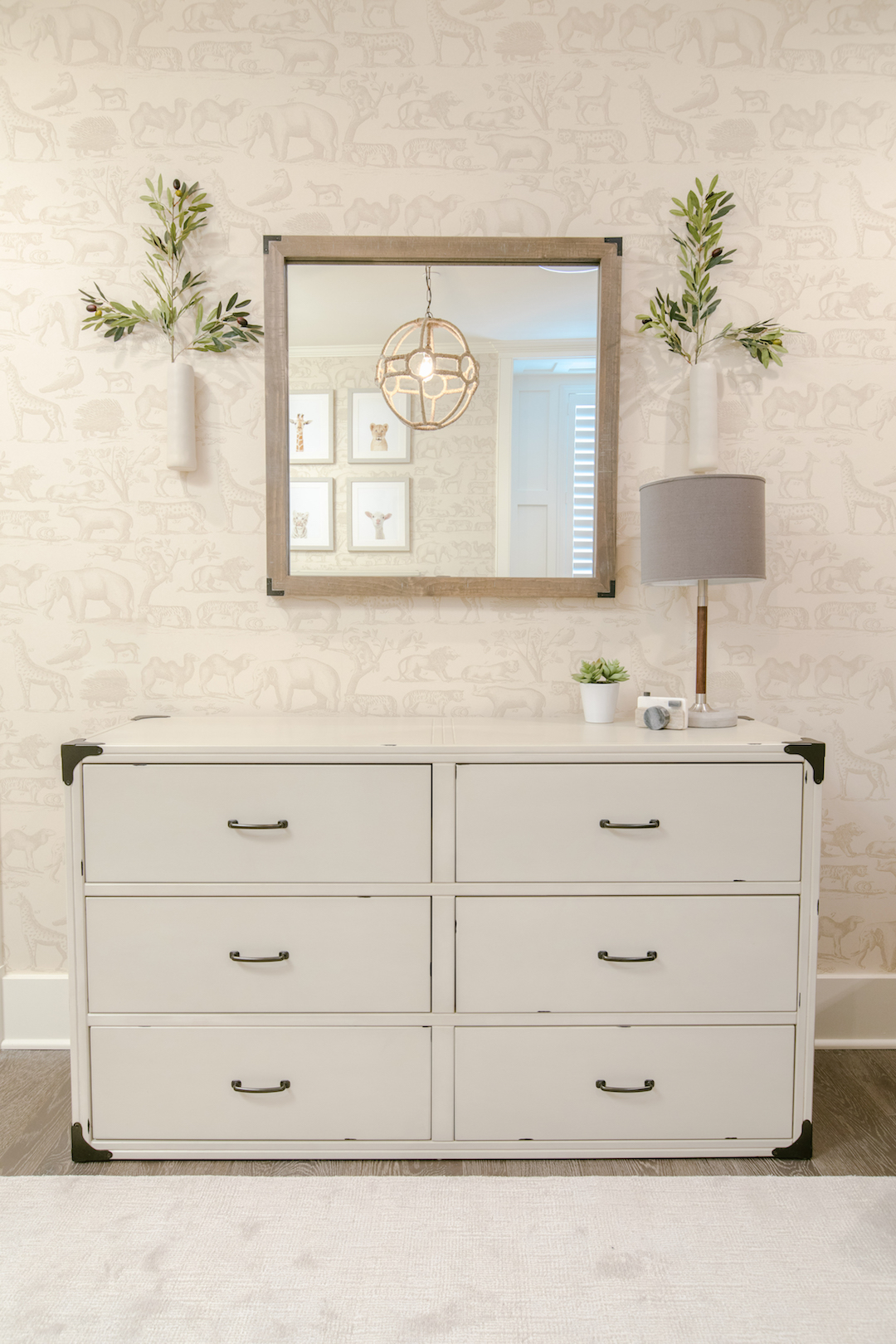 Nursery Interior Design in Los Angeles by Little Crown Interiors Neutral Nursery Changing Table | Little Crown Interiors