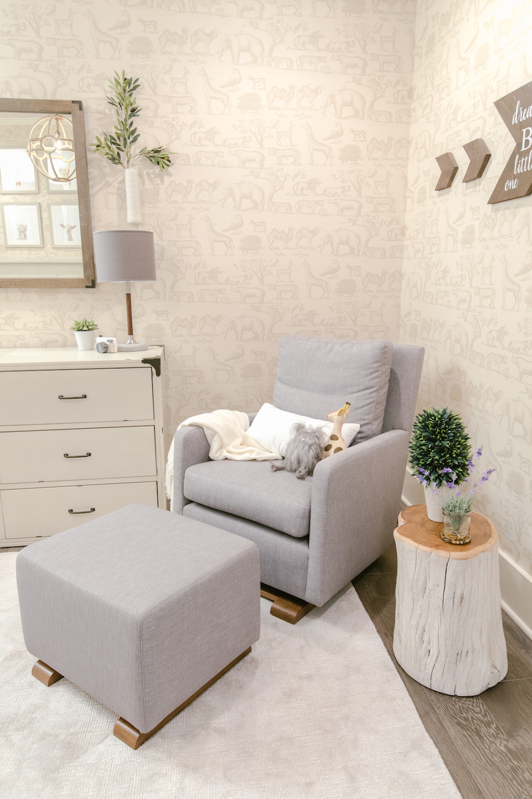Nursery Interior Design in Los Angeles by Little Crown Interiors Neutral Nursery Glider | Little Crown Interiors