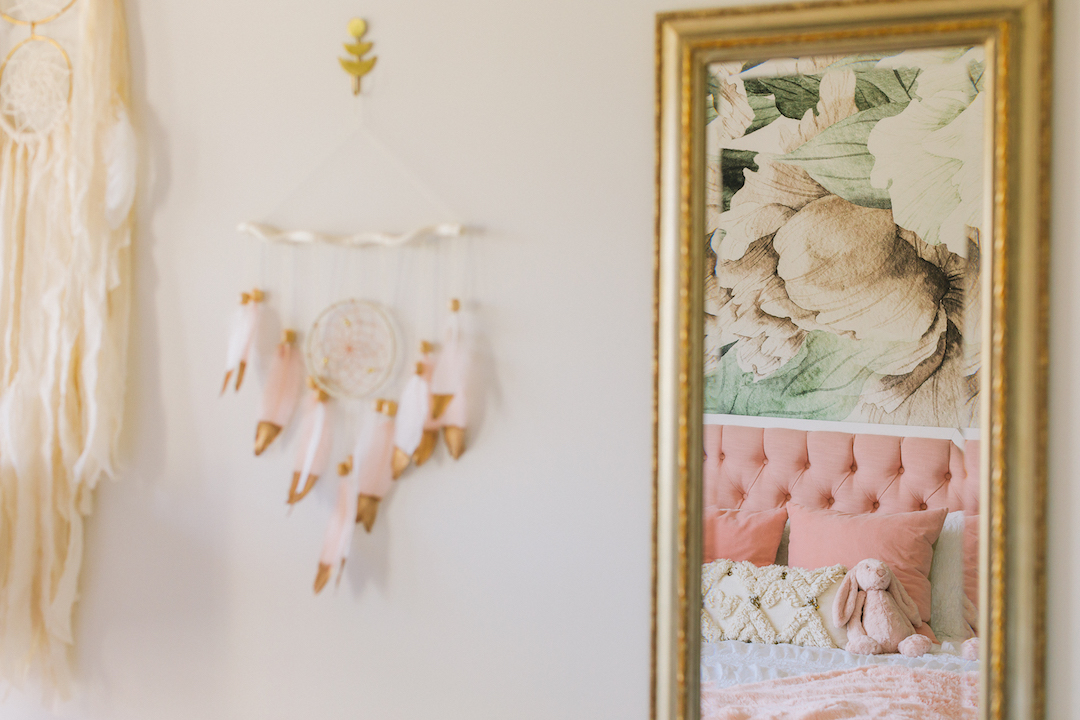 Pink Feather Wall Hanging | Little Crown Interiors