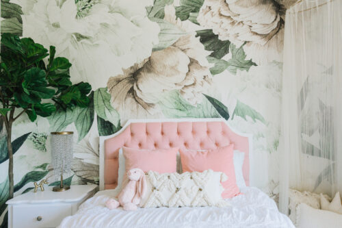 Floral Wallpaper Girl's Bedroom by Little Crown Interiors