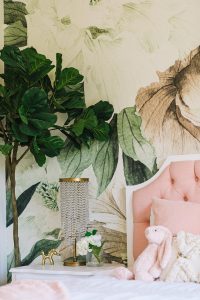 Floral Wallpaper Girl's Bedroom by Little Crown Interiors