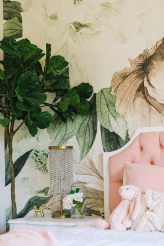 Floral Wallpaper Girl's Bedroom by Little Crown Interiors