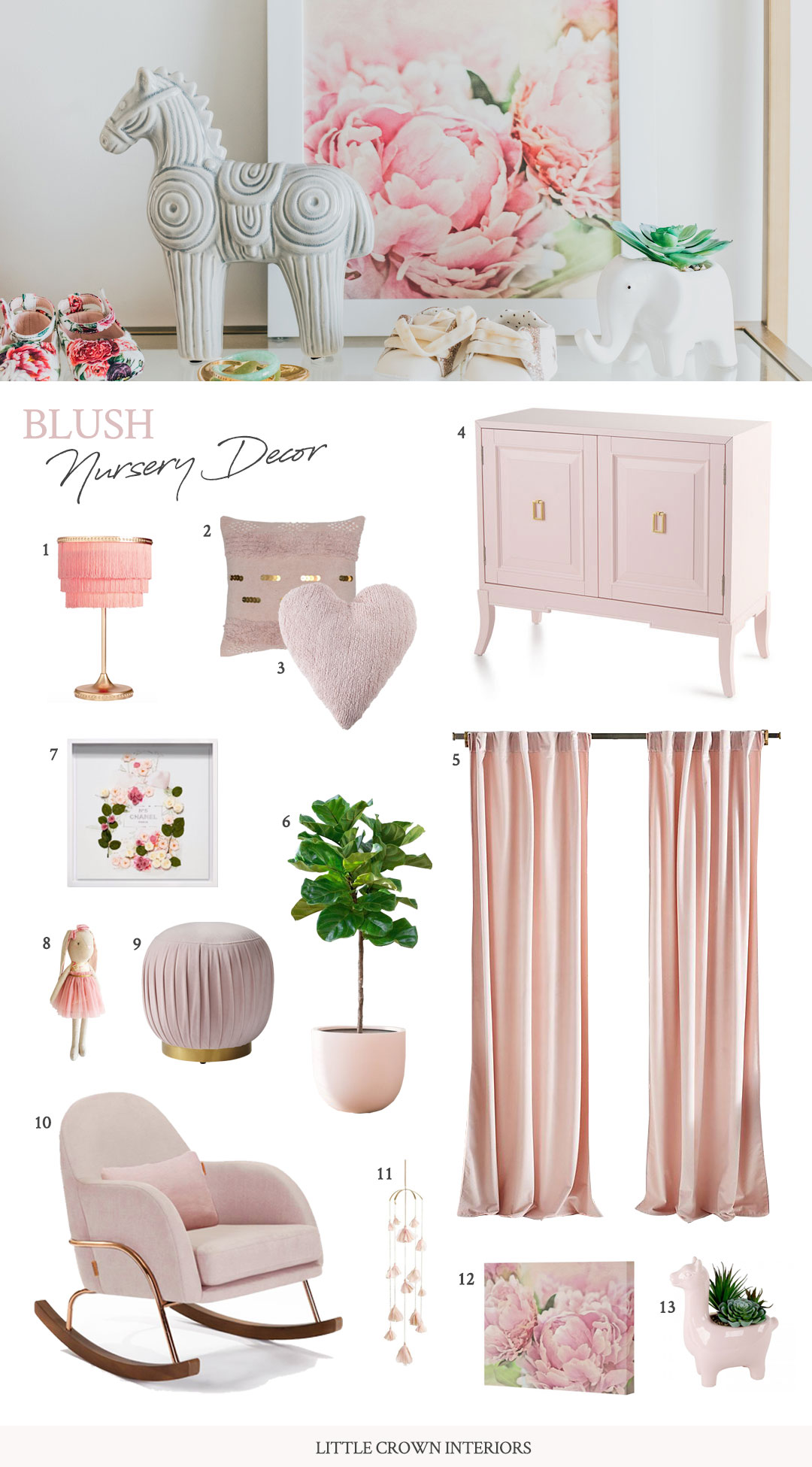 Blush Pink Nursery Decor | Little Crown Interiors