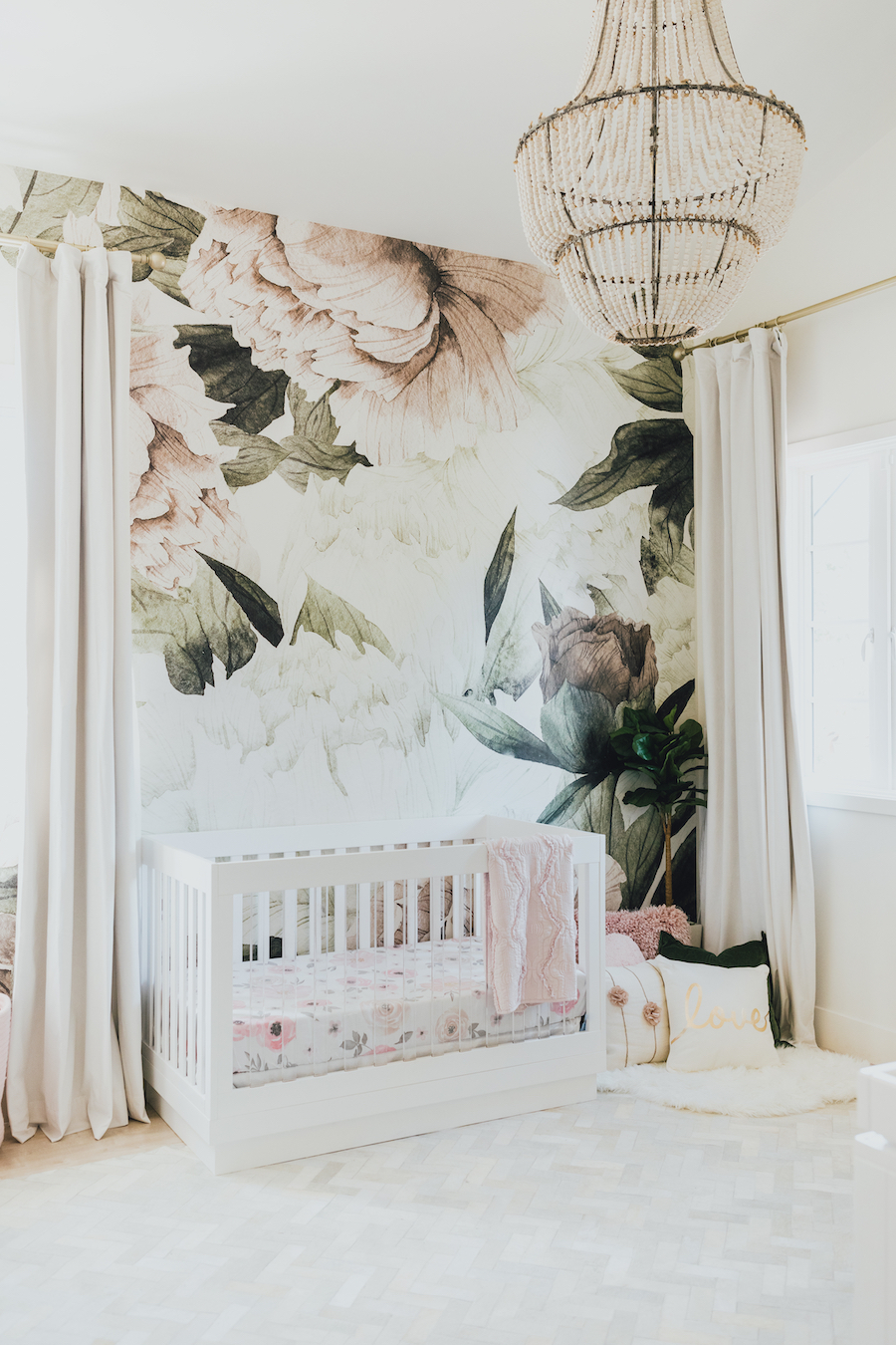 Floral Nursery Wallpaper | Little Crown Interiors
