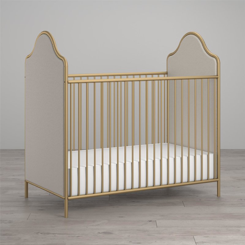 Little Seeds Piper Gold Upholstered Crib