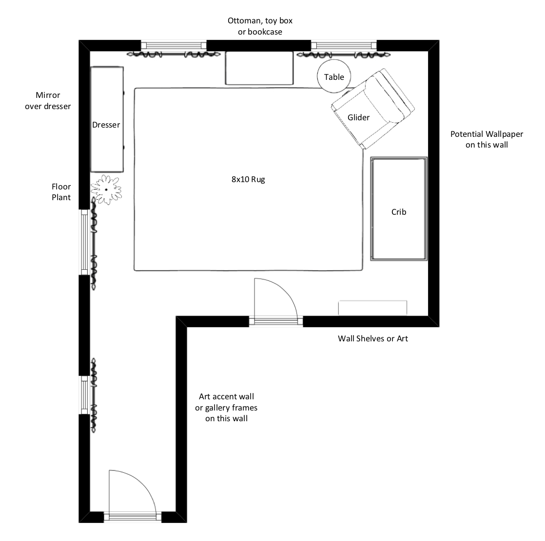 Nursery Floor Plan by Little Crown Interiors