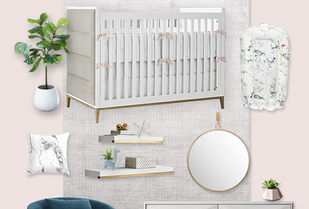 A Glamorous Nursery Design Board with Carrara Marble