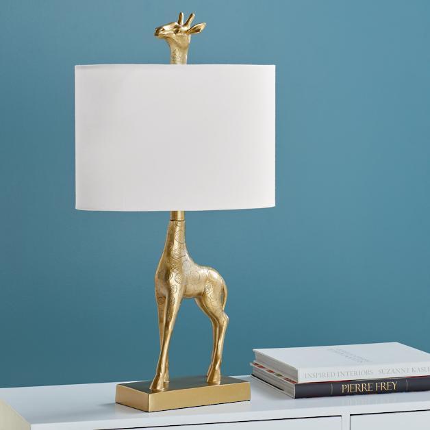 Gold giraffe lamp