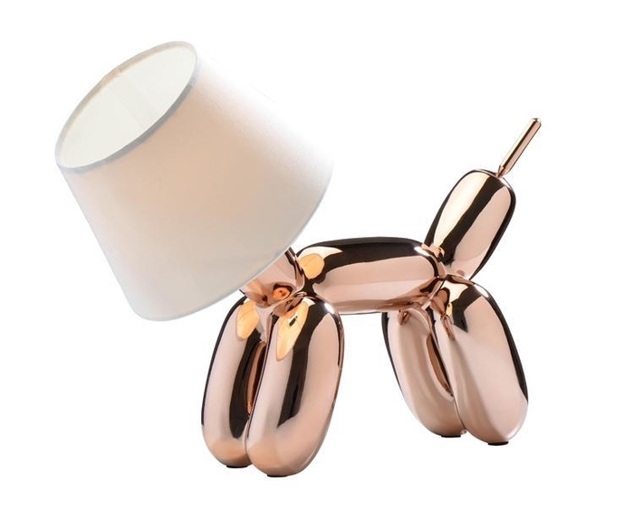 Balloon dog copper rose gold lamp