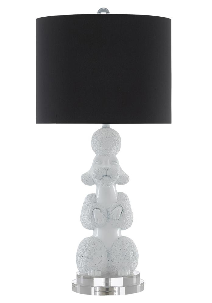 black and white poodle lamp
