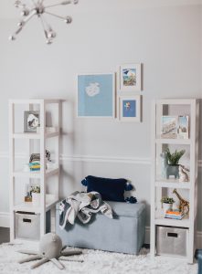 Navy Modern Nursery Storage by Little Crown Interiors