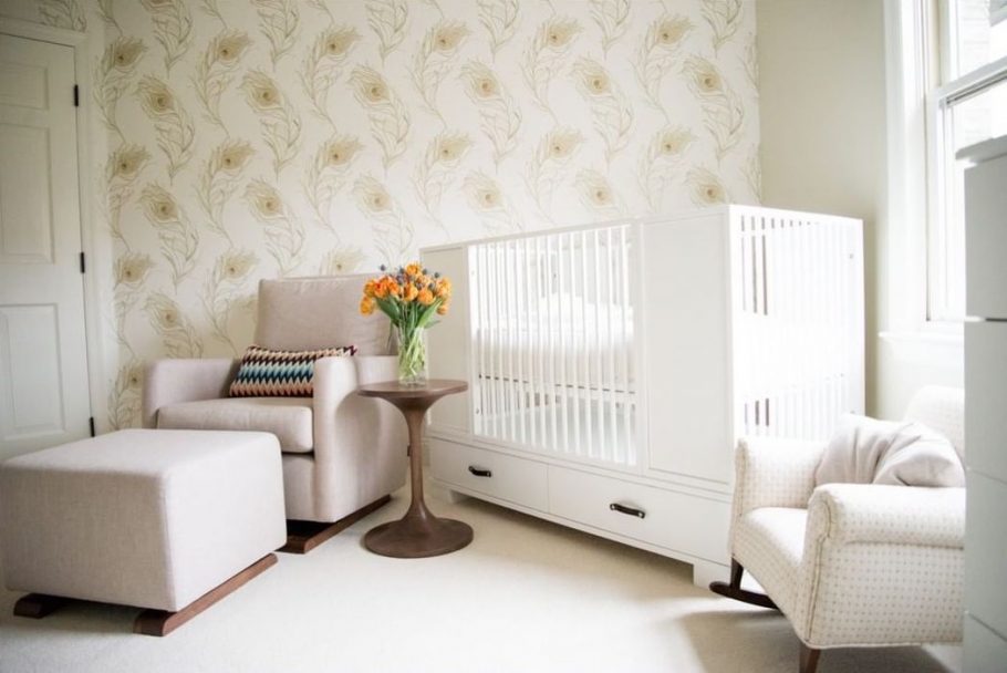 Minimalist Nursery Design with Wallpaper