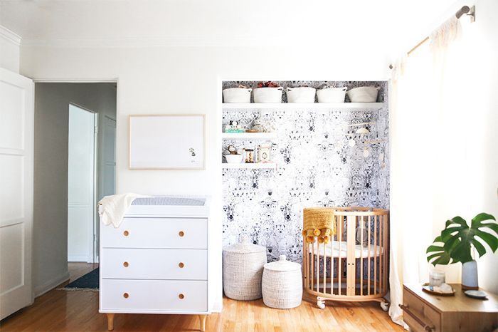 Small Space Nursery with Mini Crib