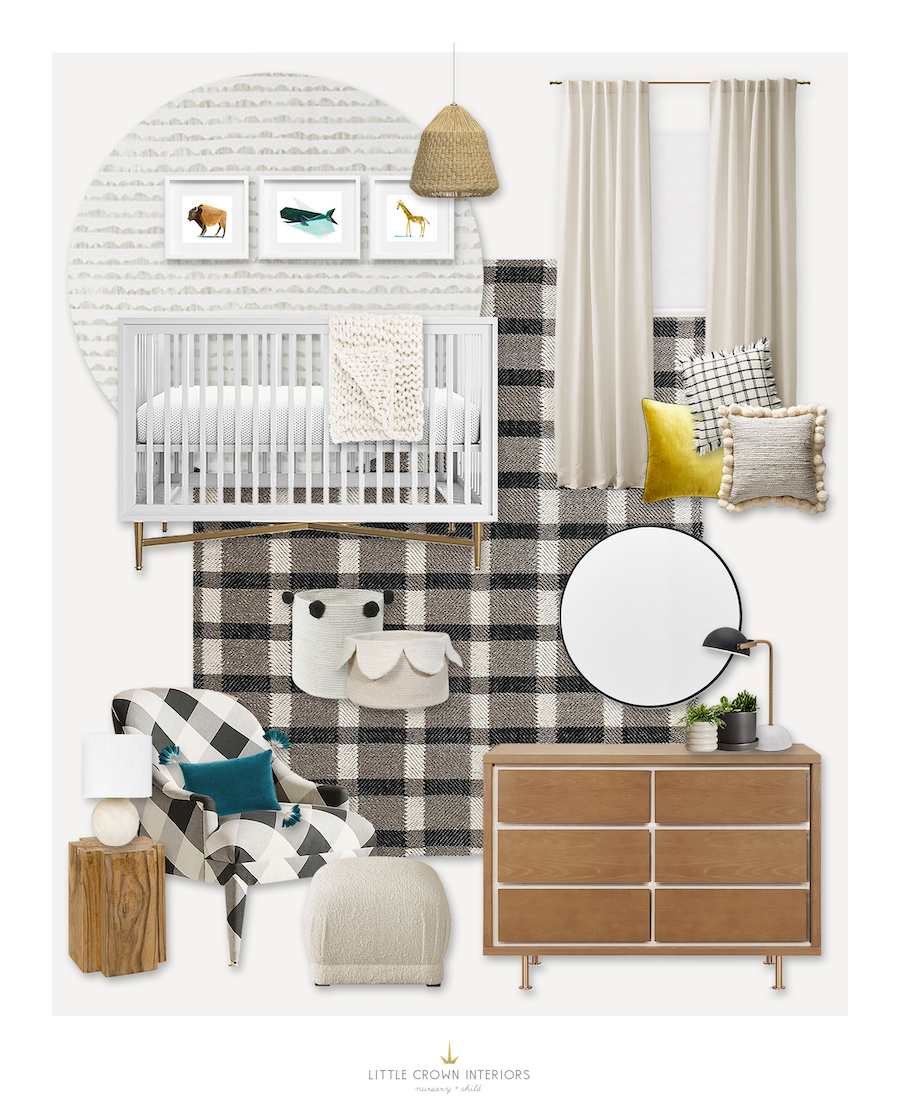 Gender Neutral Plaid Nursery Design by Little Crown Interiors