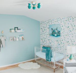 Modern Boy's Nursery with Terrazzo Wallpaper