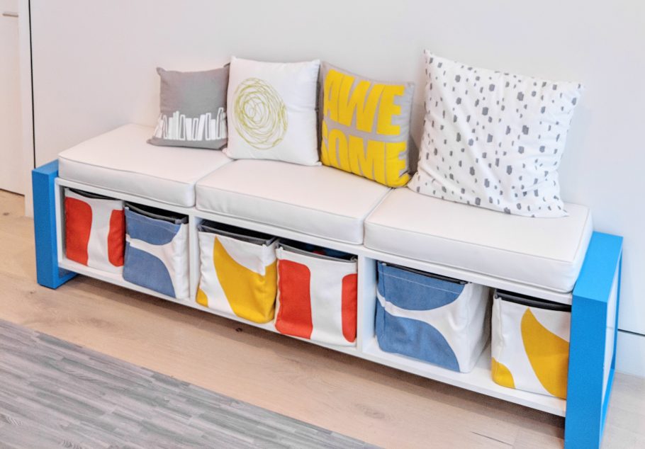 Colorful Modern Playroom Storage Bench