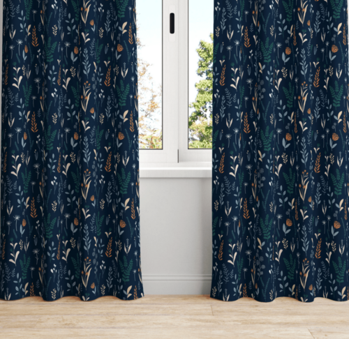 Otterspace Navy Floral Blackout Curtains