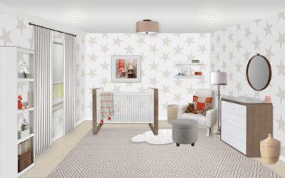 Neutral Nursery E-Design Reveal with Star Wallpaper