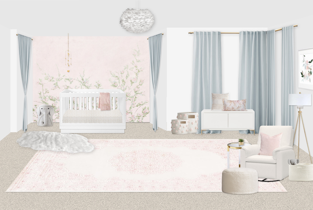 Pink Floral Girl's Nursery Design by Little Crown Interiors