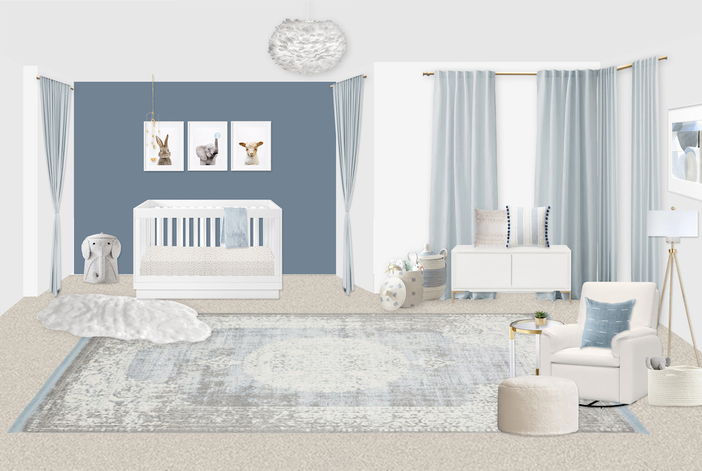 Slate Blue Boy's Nursery Design by Little Crown Interiors