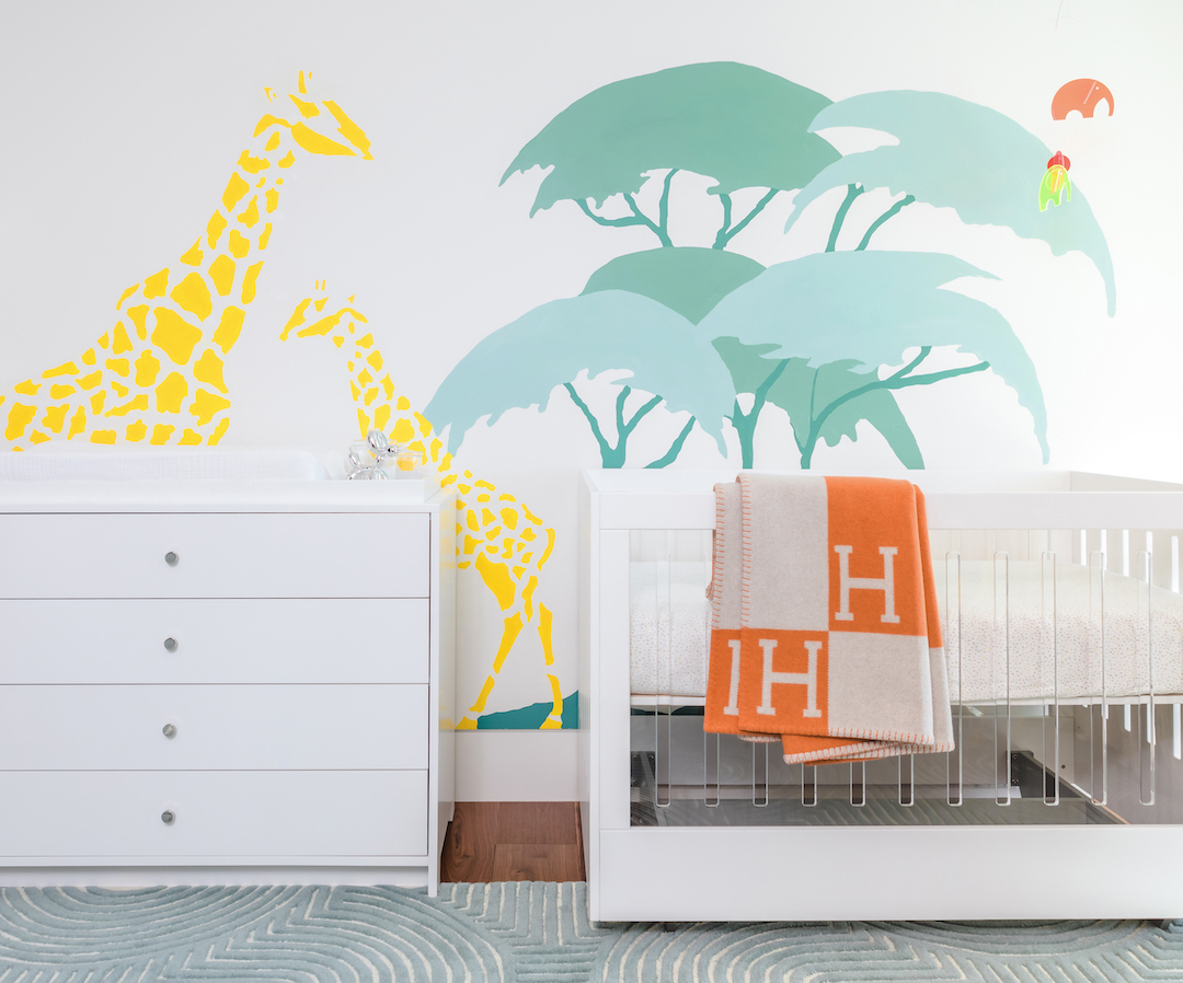 safaro-nursery-wall-mural Colorful Safari Nursery Design by Little Crown Interiors