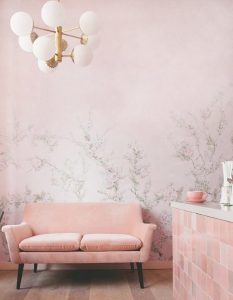 Pink Floral Vines Wall Mural