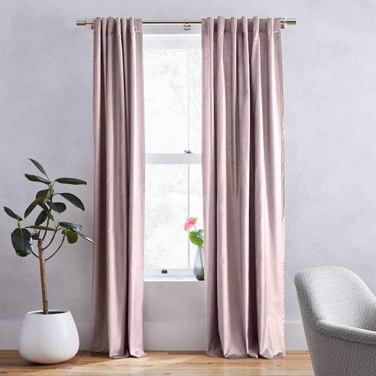 Blush Cotton Luster Velvet Curtain Panel