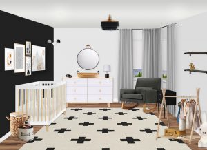 Black and White Scandinavian Nursery E-Design