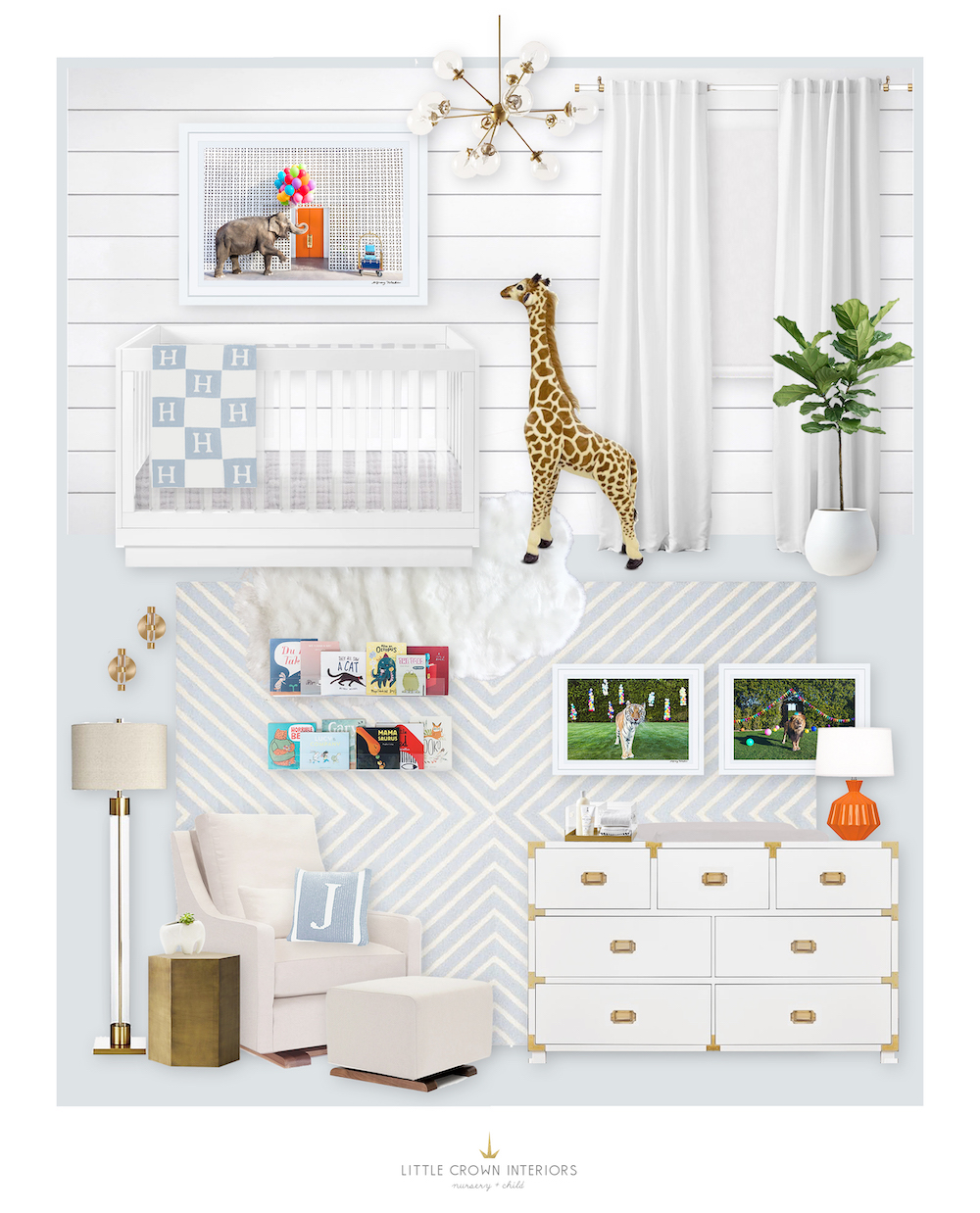 White and Blue Nursery E-Design Reveal