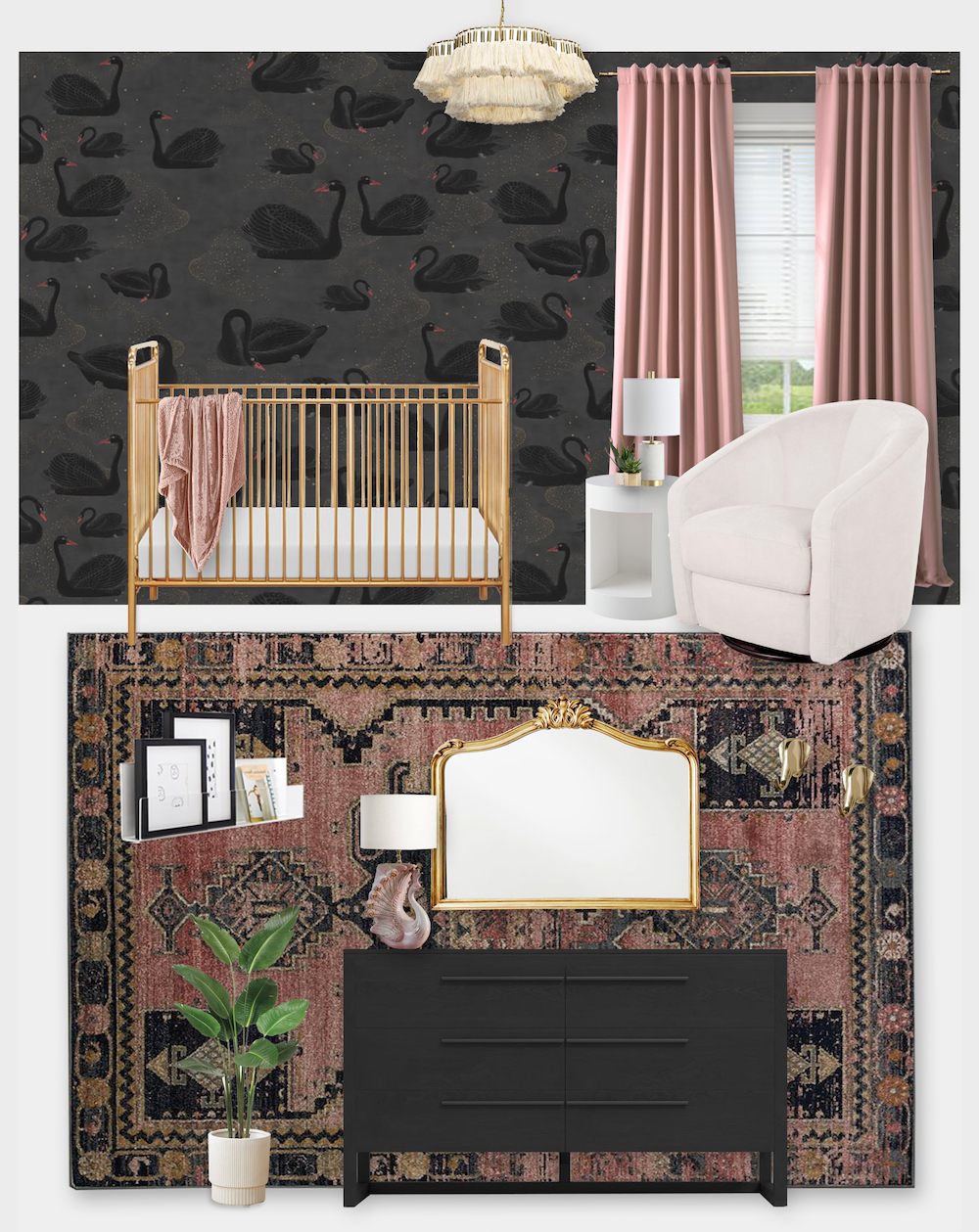 Black Swan Nursery by Little Crown Interiors