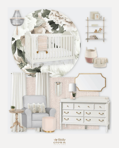 Floral Wall Mural Nursery Design