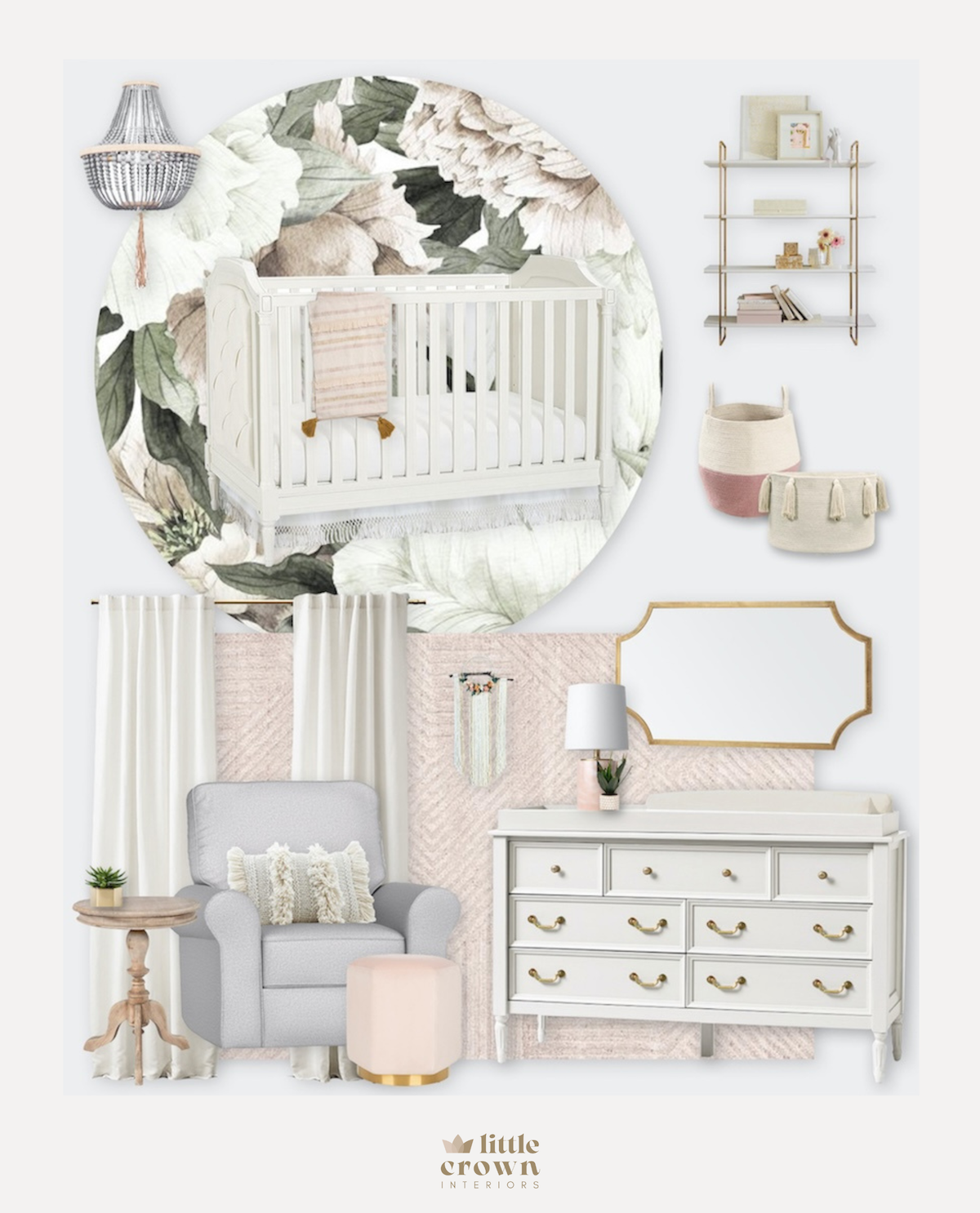 Floral Wall Mural Nursery Design