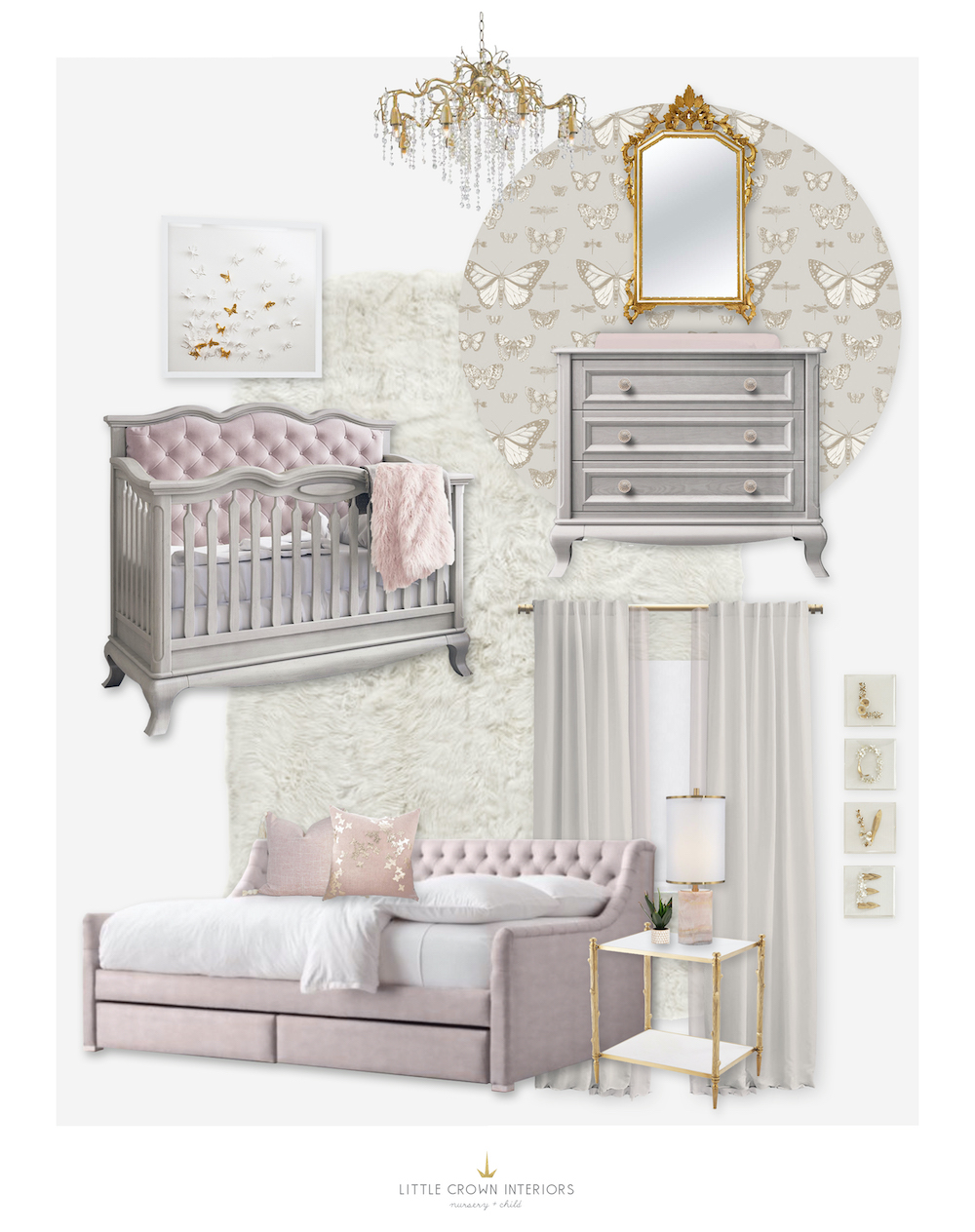 E-Design Traditional Girl Butterfly Nursery