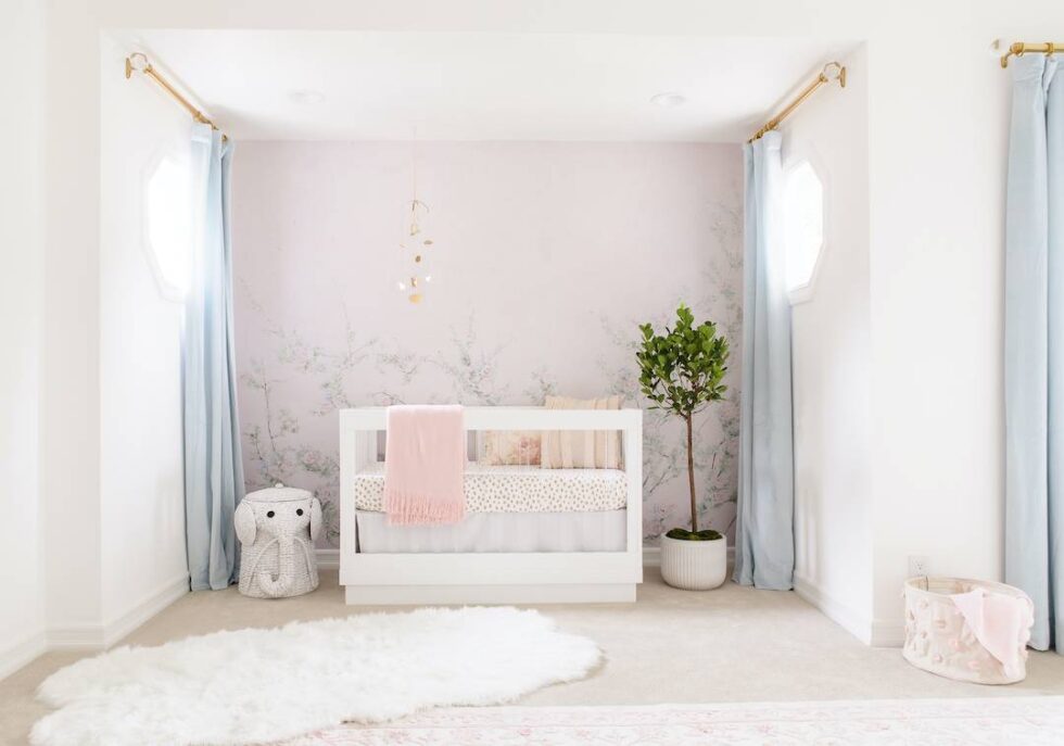 A Floral White and Pink Girl's Nursery Design Reveal - Little Crown ...