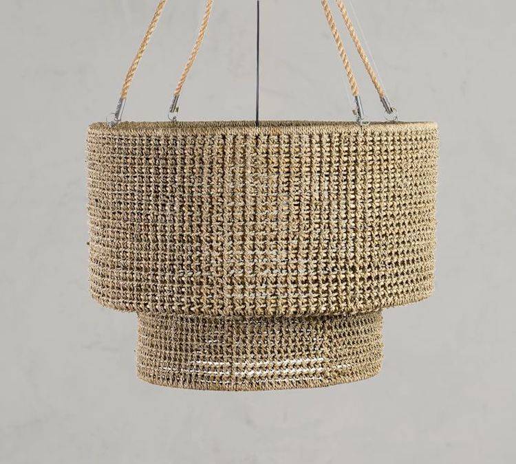 Rattan Double Drum Pendant