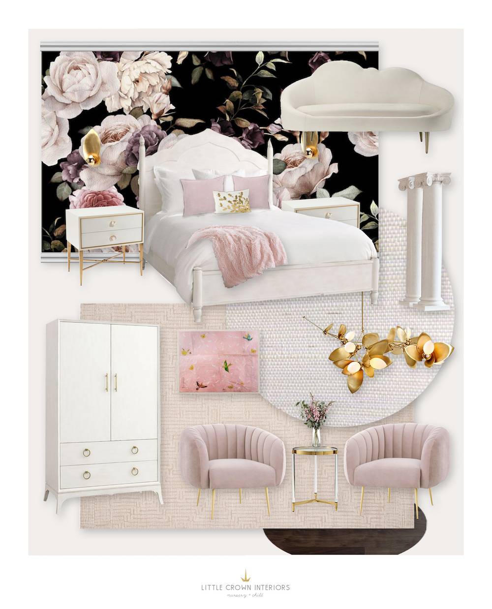 Girl's Lavender Bedroom in Newport Beach  Little Crown Interiors - Little  Crown Interiors