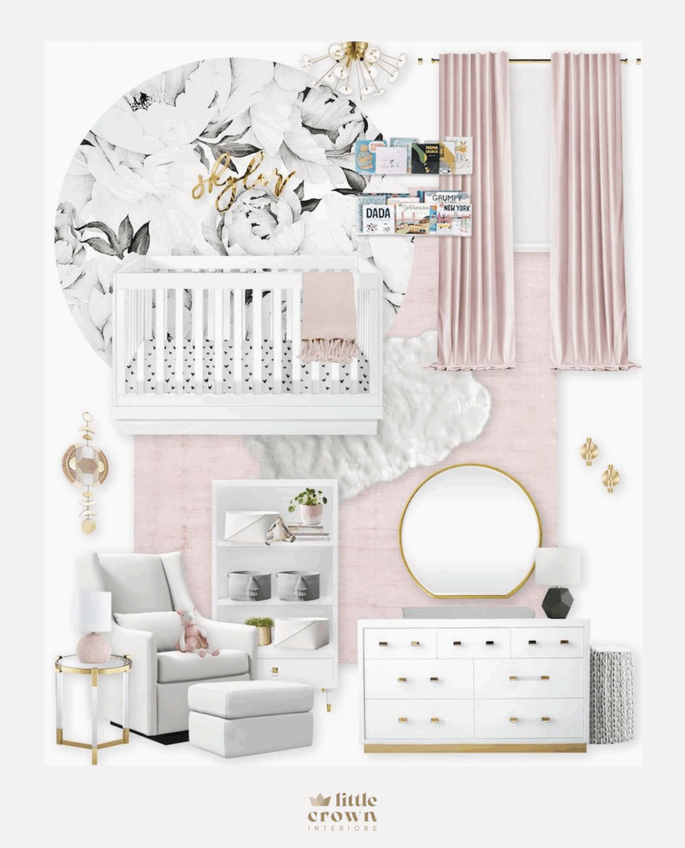 Virtual Design Reveal: Black and White Floral Blush Nursery - Little ...