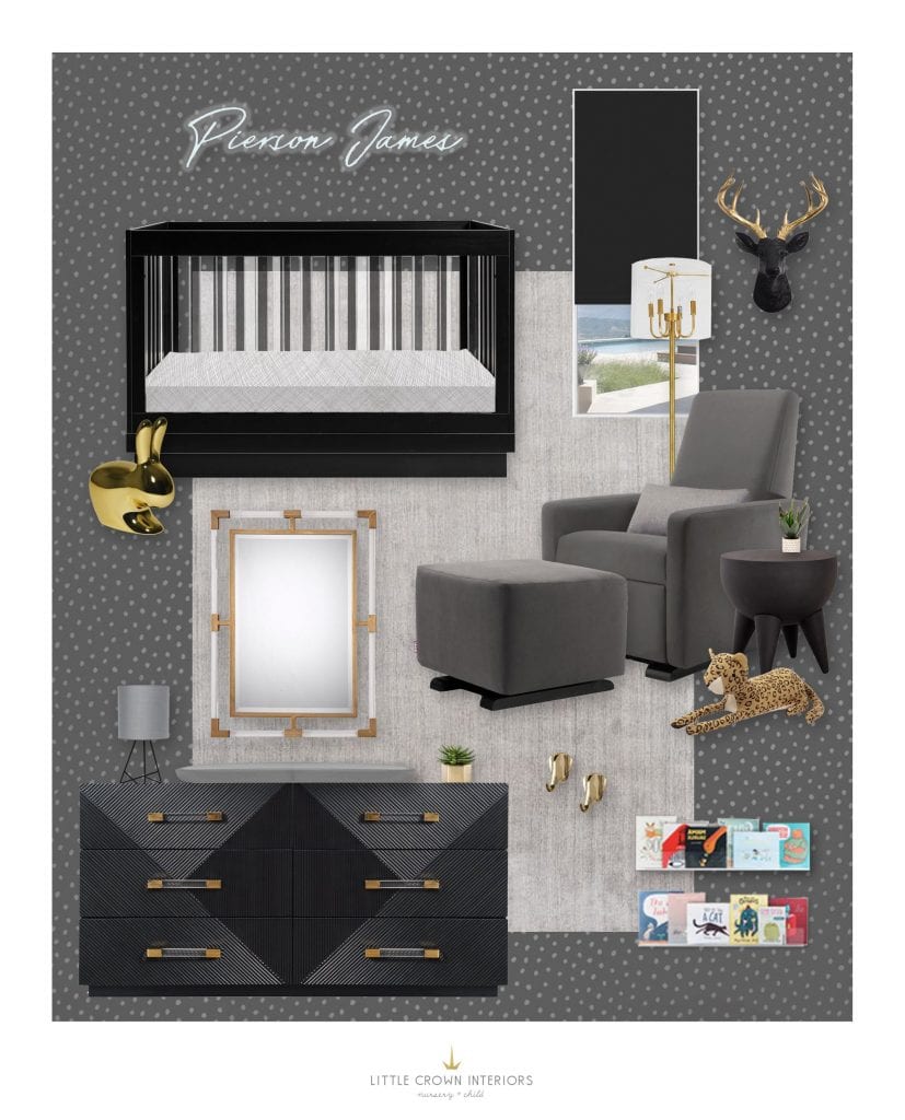 Black Gold and Gray Nursery Design